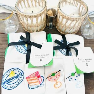 NWT Kate Spade NY Fun Embroidered Cocktail Cloth Napkins - 12 count